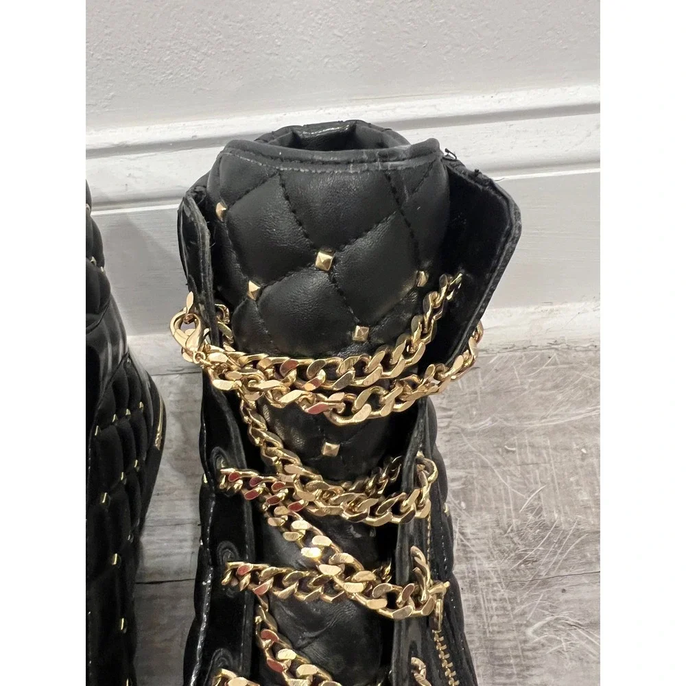 Michael Kors Urban Chain Sport Luxe High-Top Sneaker Women SZ 10M Black Quilted
